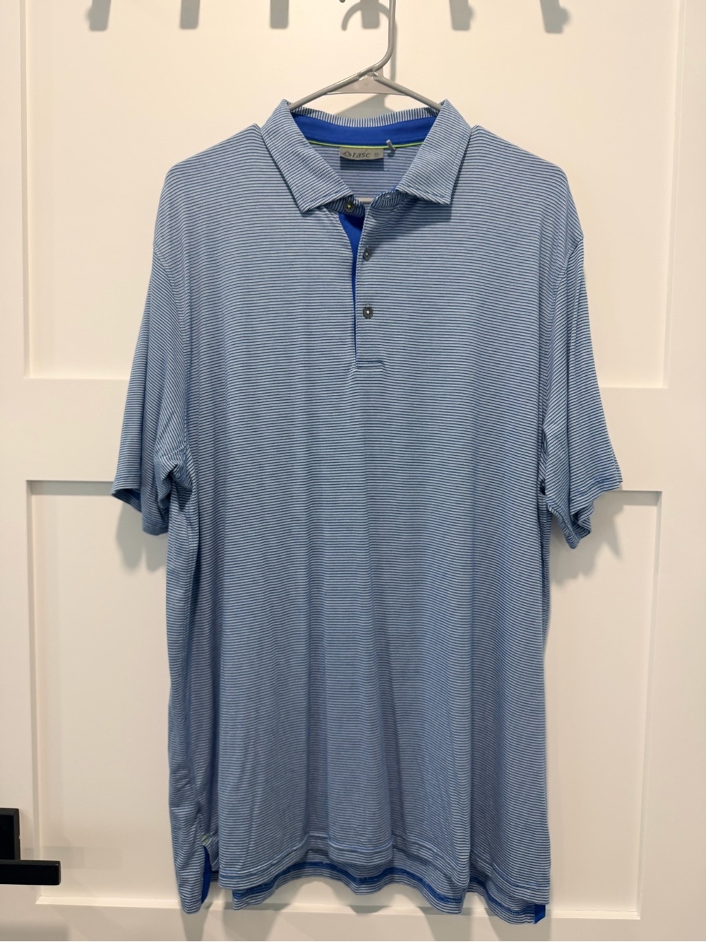 Men’s Light Blue Micro-Stripe Polo Shirt